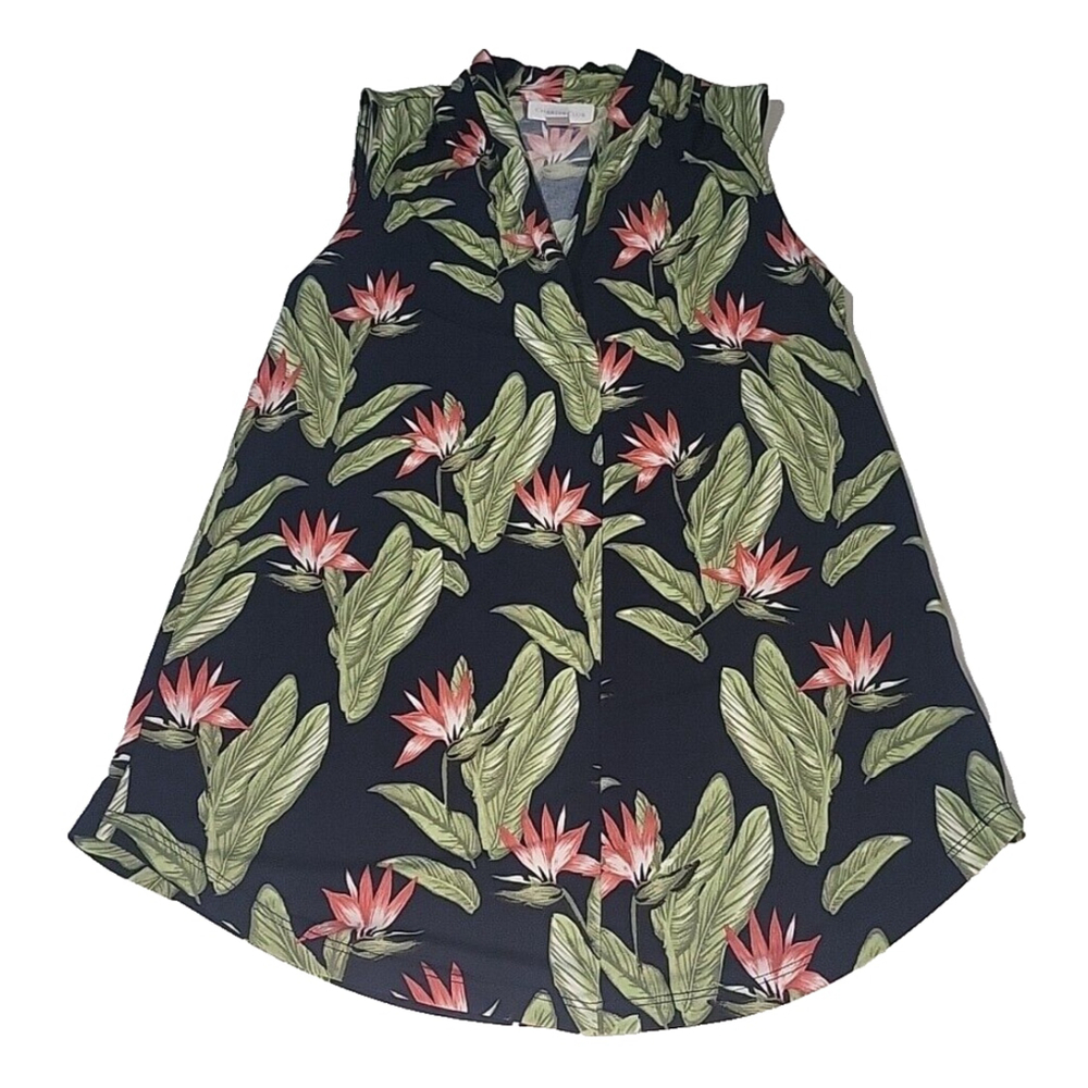 Charter Club Floral V-Neck Sleeveless Floral Bird of Paradise Size XS